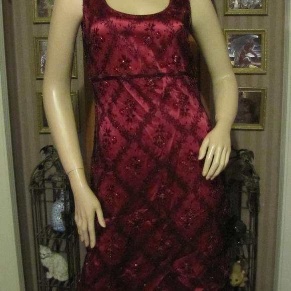 VotreNom Garnet Silk Beaded Lace Dress sz 1 (sz 4) - Picture 5 of 8